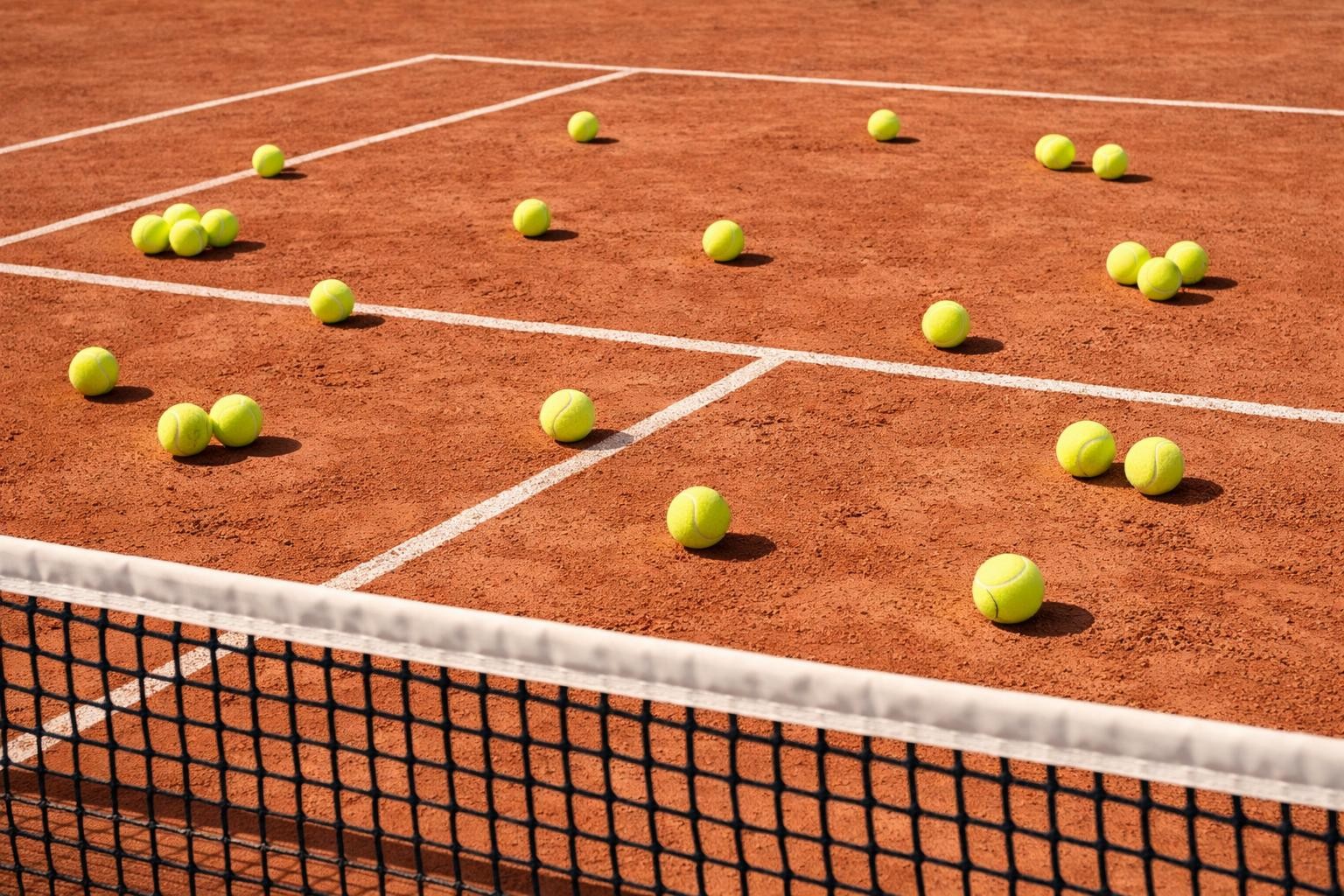 Tennisplatz mit Bällen