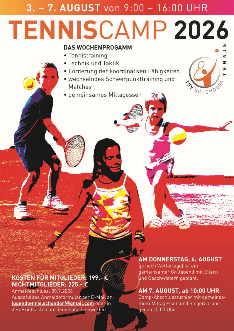Tennis Sommercamp 2026 Plakat
